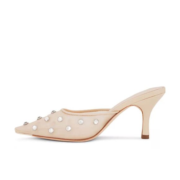 NEW Loeffler Randall Paloma Mules heels shoes Cream rhinestones Revolve 9.5 - Picture 5 of 13